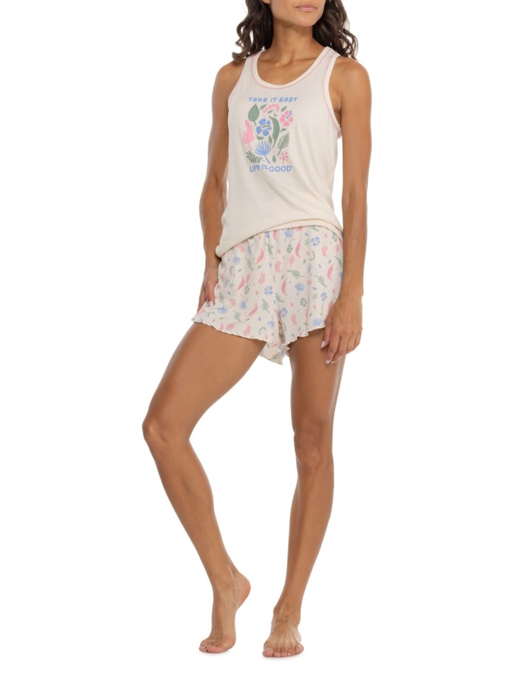 Life Is Good 2Pc Women’s XL Take It Easy Ribbed Tank & Shorts Pajama Set